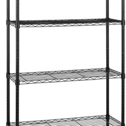 Amazon Basics 4-Shelf Adjustable, Heavy Duty Storage Shelving Unit on 3'' Wheel Casters, Metal Organizer Wire Rack, Black, 36" L x 14" W x 57.75" H