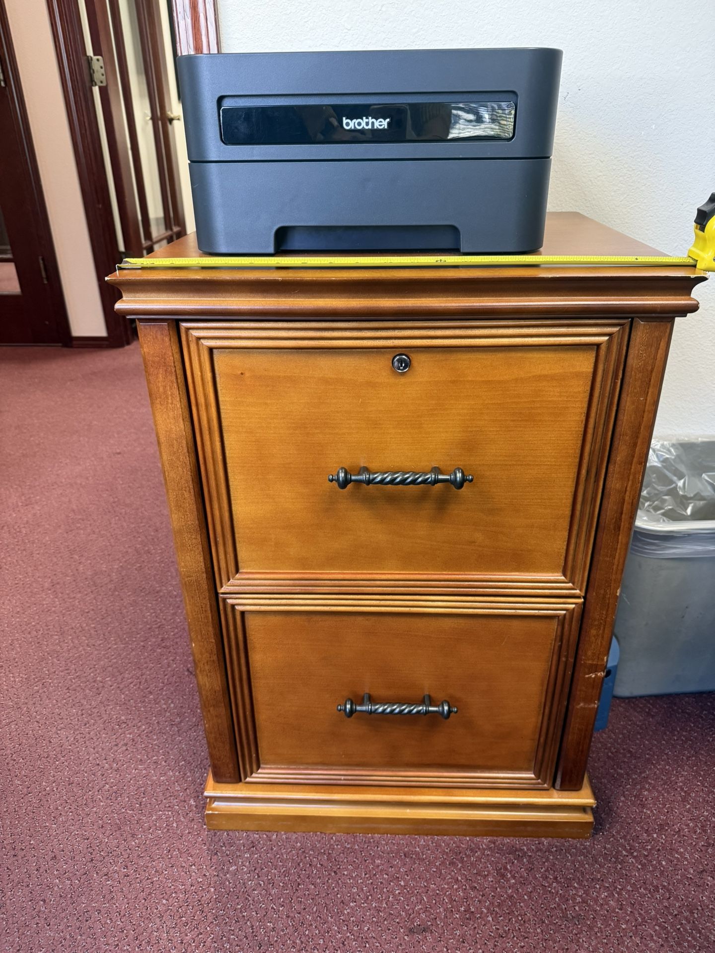 2 Drawer Wood Filing Cabinet