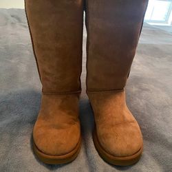 UGG Classic Tall Il Boot in Chestnut Suede Sheepskin Women's Size 8