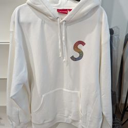 Supreme Swarovski S Logo White Hoodie XL 