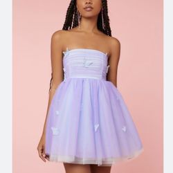Butterflies Strapless Mini Dress Size S