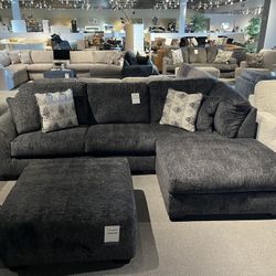 Grey 2pc Chaise Sectional Couch