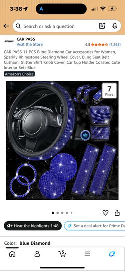 11 pieces car accessories blue
