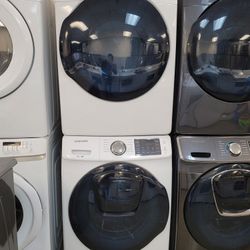 Samsung AddWash Front Load Washer And Stackable Gas Dryer Set 