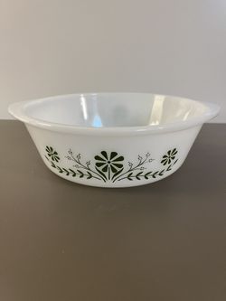 Glasbake Green Daisy Baking Casserole Dish 2 Quart J514