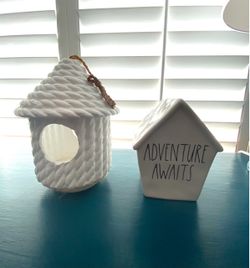 (2) Ceramic Birdhouse Decor … Rae Dunn
