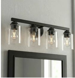 allen + roth Emeryson 24.5-in 4 Light Matte Black Transitional Bathroom Vanity light