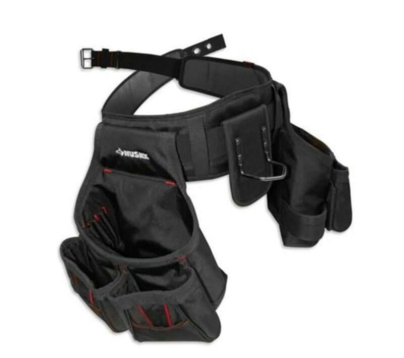 Husky 10-Pocket Contractor's Rig Tool Belt Fabric Double-Tongue Roller Buckle