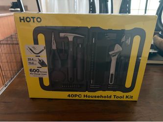 HOTO 40-piece household tool kit, powered electric screwdriver, hammer, pliers, and an adjustable wrench
