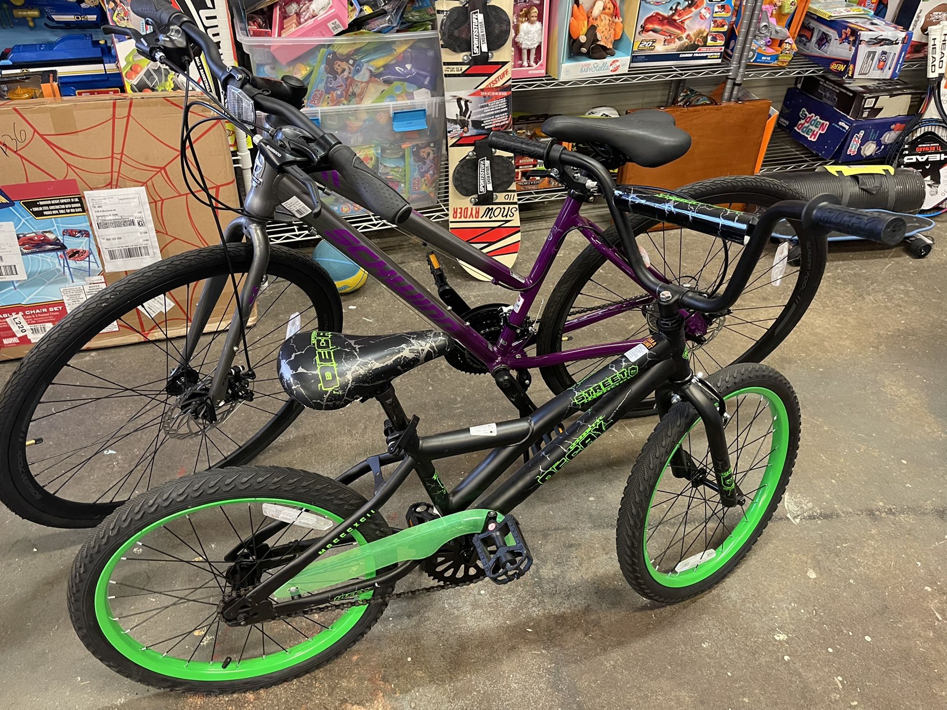 New Kids Green Bike 20 Inch $70 Adult Purple Bike $289 New! 