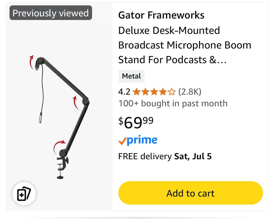 Gator Broadcast Microphone Boom