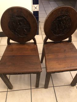 Antique Oriental Pair Of Chairs