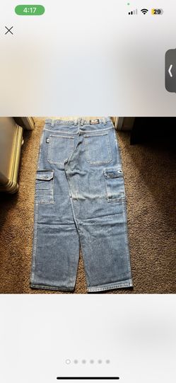 vintage y2k baggy wide leg blue interstate cargo jeans 