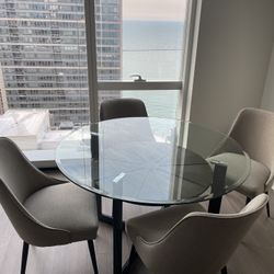 Glass Top Round Table, 48”