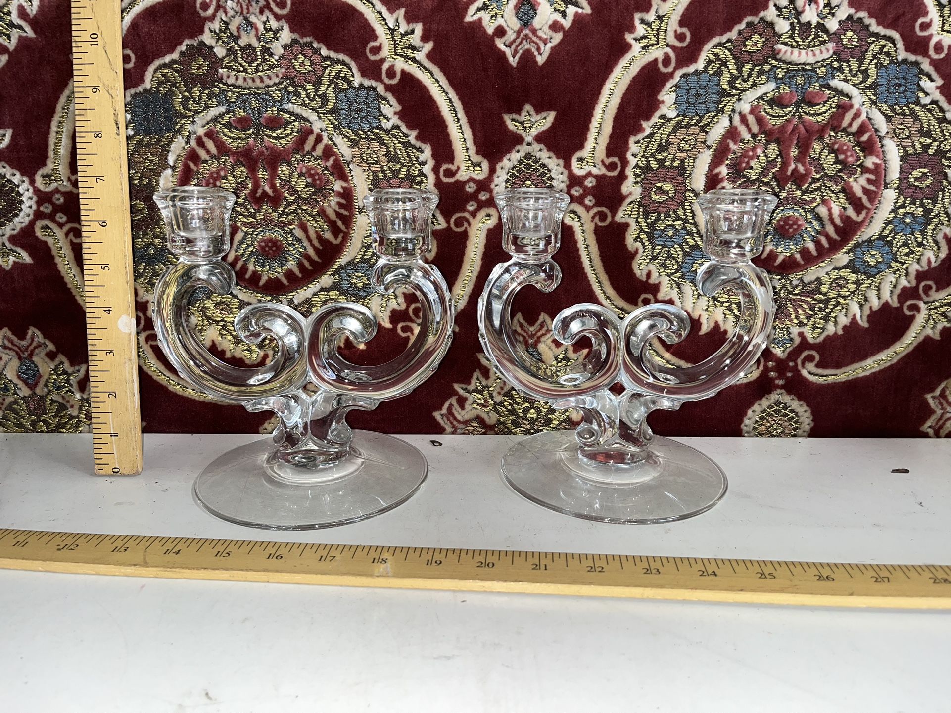 Vintage Double Arm Glass Candle Holders