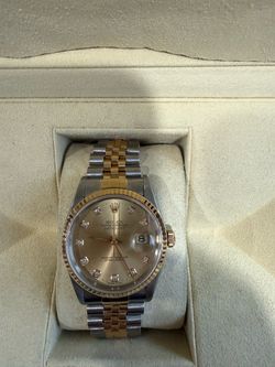 Rolex date just two tone 18k gold watch