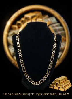 10k SOLID PAVED FIGARO CHAIN