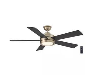 Home Decorators Collection Baxtan 56" LED Indoor Gold Ceiling Fan with Light and Remote Control