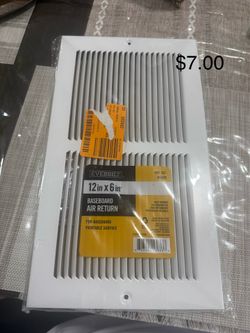 Everbilt 12 in. x 6 in. 1-Way Steel Baseboard Return Air Grille in White