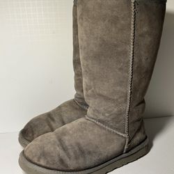 UGG Australia Womens Classic Tall 5815 Gray Suede Pull On Snow Boots Size 8.5