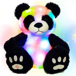 Hopearl LED Plush Panda Ultra Soft Lighting Up Bear Stuffed Animal with Big Feet Floppy Night Lights Glow in The Dark Birthday Gifts for Kids Toddlers