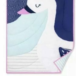 New Cloud Island Blue Swan Bedding 3 Pc Crib Set.Comforter,sheet,pad cover