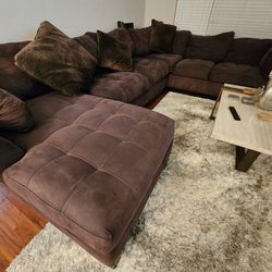 Sectional Couch Faux Suade