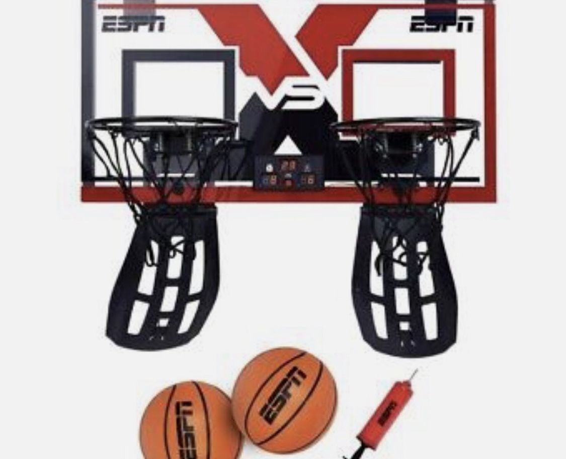 ESPN 2-Player 23 Inch Foldable Bounce Back over the Door Basketball Game New