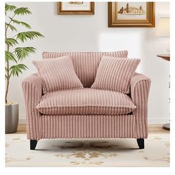 Living Room Accent Chair, Modern Corduroy Upholstered Chair Wider Seat Cushion Leisure Armchair W/2 Pillows and Removable Cover for Home Apartment,Bed