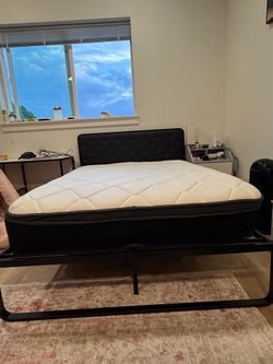 Full size bed frame and mattress