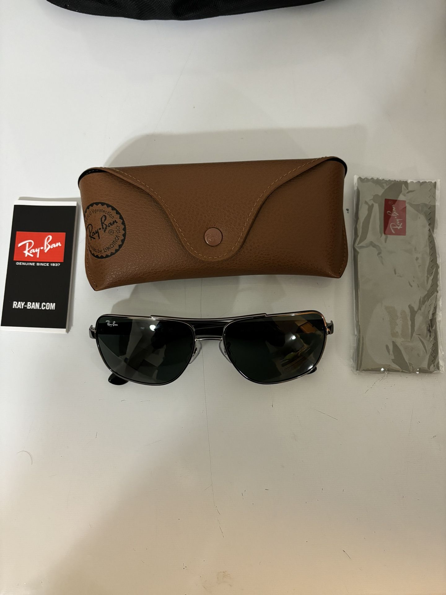 Ray-Ban Men's RB3483 Metal Square Sunglasses - Gunmetal Frame Green Lens