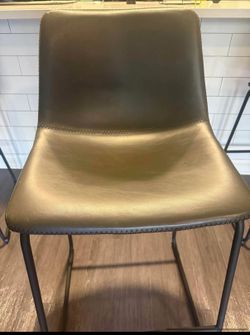 3 Leather Dark Grey Barstools
