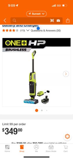 RYOBI ONE+ HP 18V Cordless SWIFTClean Wet/Dry Stick Mop and Vacuum Kit with 4.0 Ah Battery and Charger