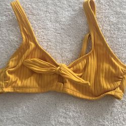 Xhilaration Swimwear Bralette Bikini Top Cut Out Ribbed Yellow Size M