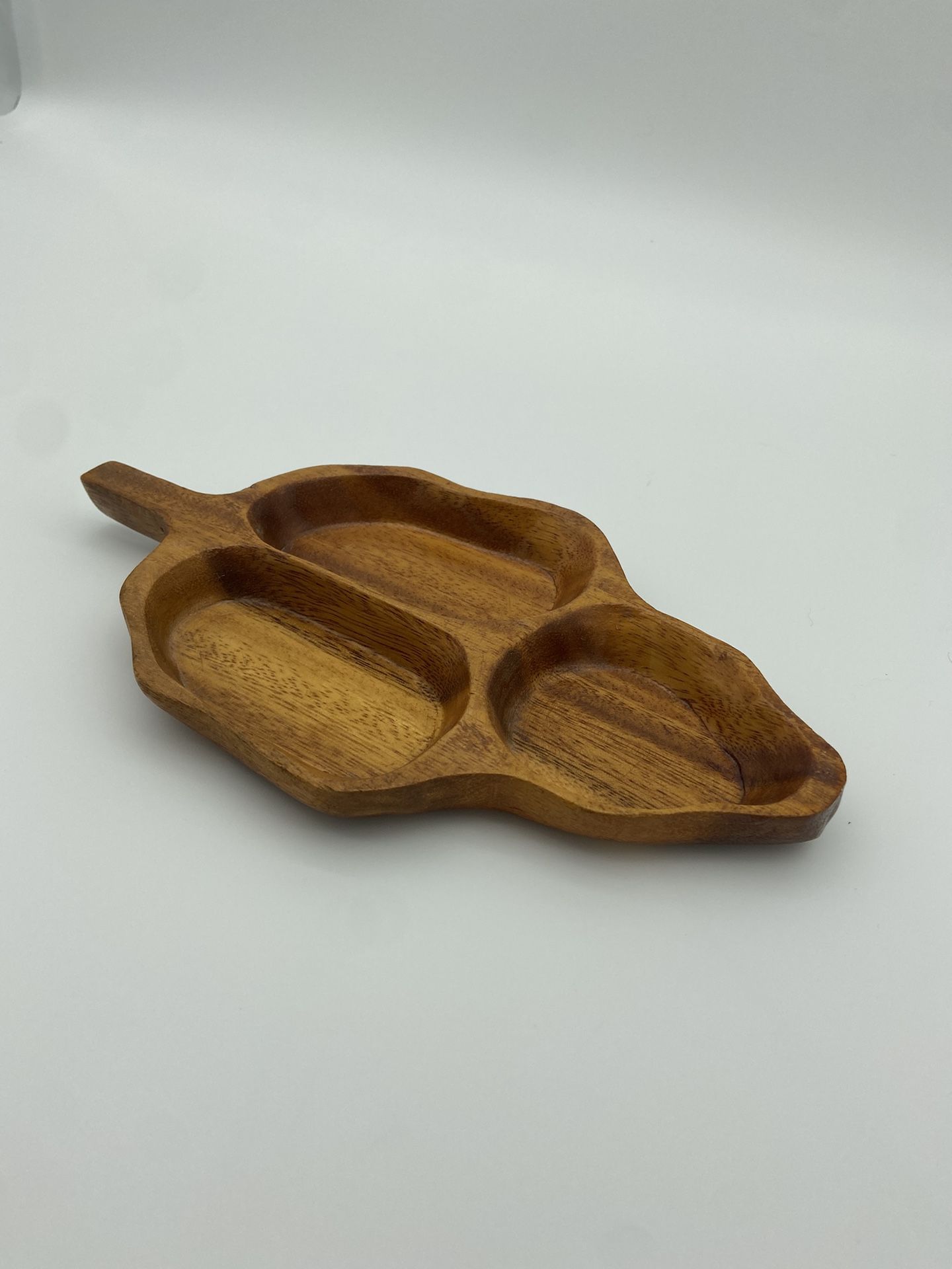 Monkey Pod Wooden Leaf-Shaped Serving Tray MCM 10.5” x 6”