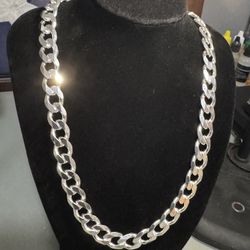 18” 10mm 925 Sterling Silver Italian Miami Cuban Link Necklace -80 GRAMS-