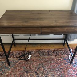 Desk With Drawers & Charging Station