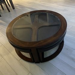 Coffee Table With 4 Stools 