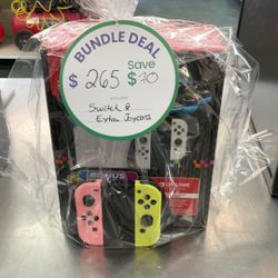 White Nintendo Switch OLED Bundle With Extra Joycons