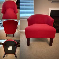 Red Upholstered Barrel Accent Chair