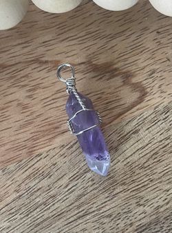 🪻 Wire wrapped Natural Amethyst Pointed Pendant ~ New!