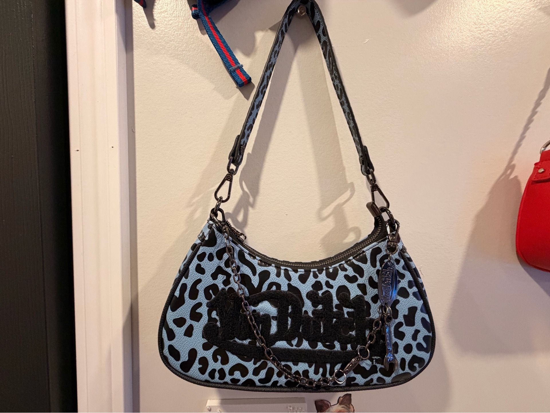 Von Dutch shoulder bag, blue leopard