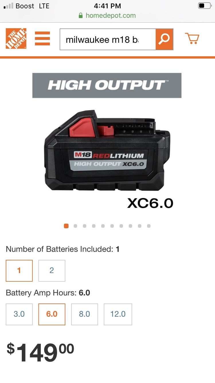 Milwaukee Battery M-18 6.0 XC