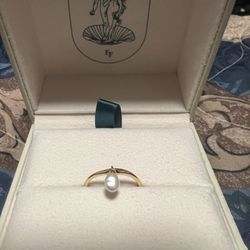 Fyn & Fia Alexandera  Pearl Ring  18k Gold Plated Silver 925 Brand New