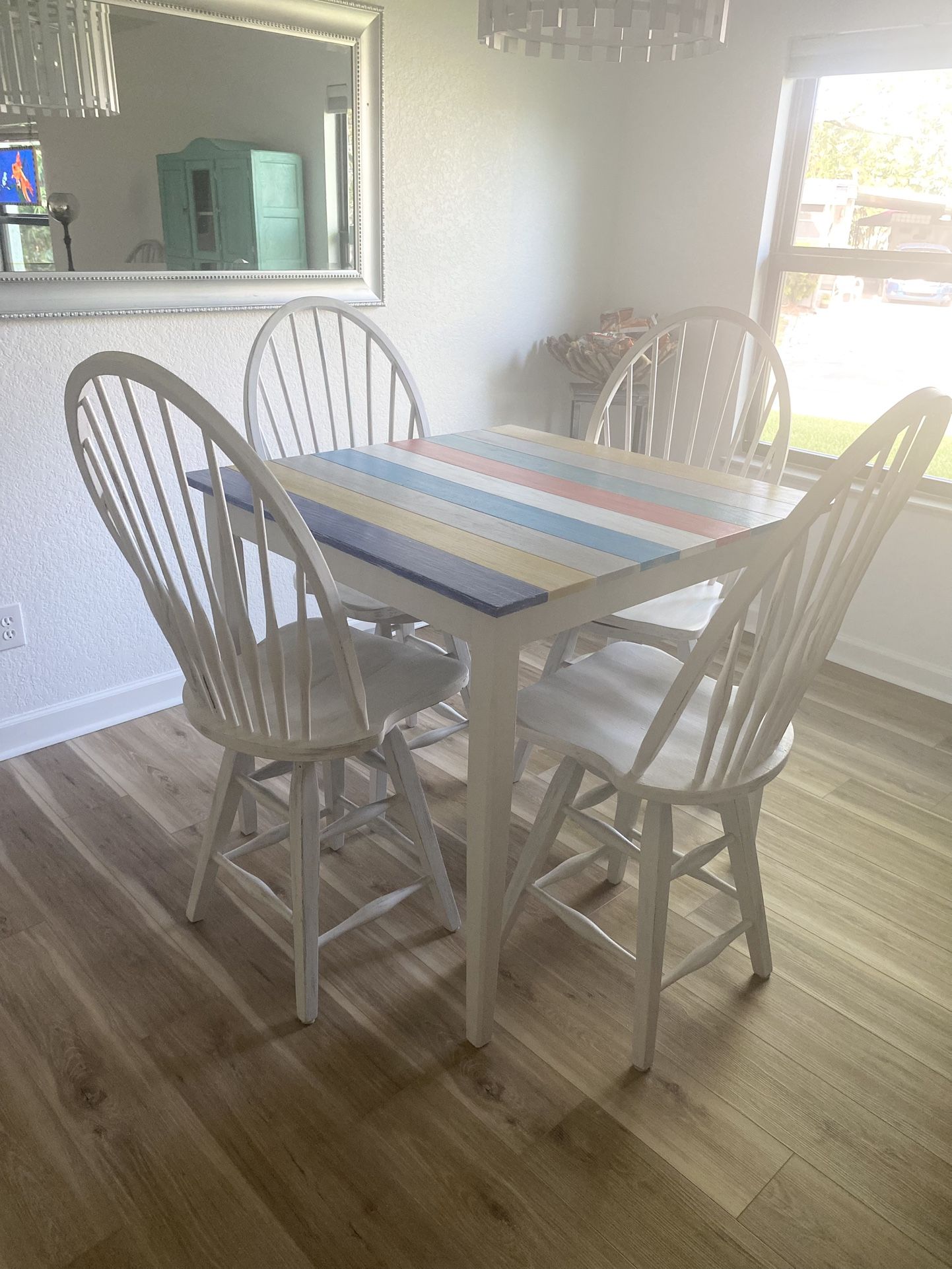 Hightop Table And Chairs Top Is 40” And 36” Tall