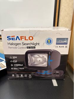 SEAFLO 02 Series 50W Remote Control Halogen Boat Searchlight Open Box Unused