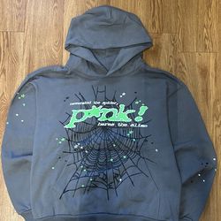 Green on grey Sp5der hoodie Size M