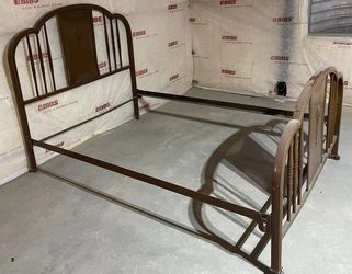 Vintage Metal Bed Frame with Headboard and Footboard