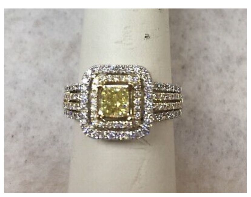 Princess Cut Canary Diamond Engagement ring size 8.5