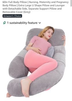60in Full Body Pillow | Nursing, Maternity and Pregnancy Body Pillow | Extra Large U Shape Pillow